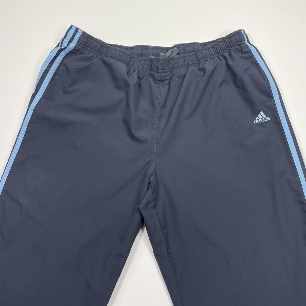 VTG Y2K Adidas Windbreaker Track Pants Mens XL Navy Blue 34x30 Mesh Lined Stripe